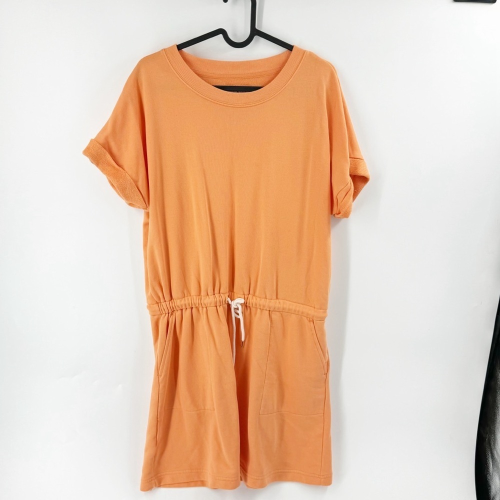 ✅ LOU & GREY ORANGE CASUAL CREW NECK SWEATSHIRT DRESS WITH POCKETS SIZE LARGE‎